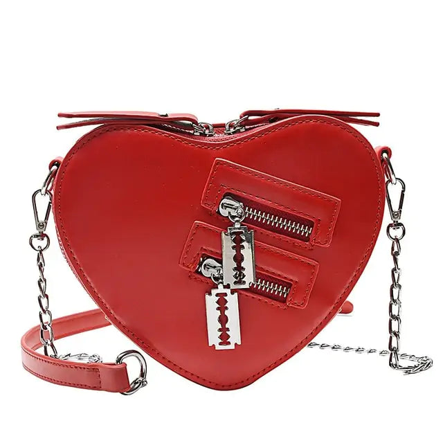 Heart Blade Zipper Chain Crossbody Bags