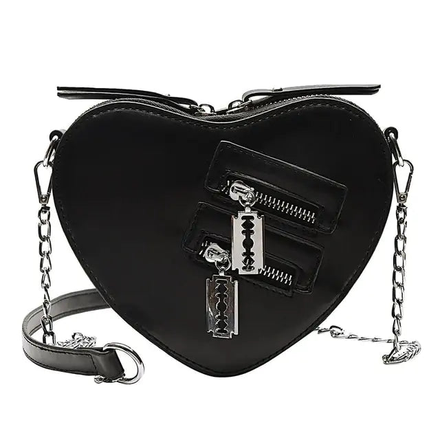 Heart Blade Zipper Chain Crossbody Bags