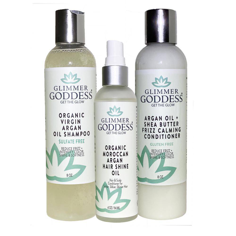 Organic Argan Oil Trio (Shampoo + Conditioner + Hair Shine Spray)
